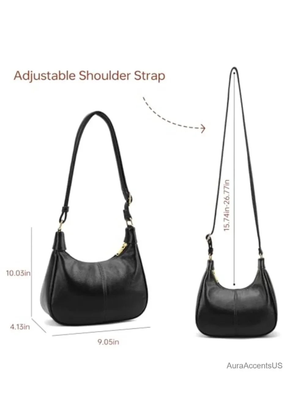 Crescent Hobo Crossbody Bag Faux Leather Shoulder Purse Adjustable Strap